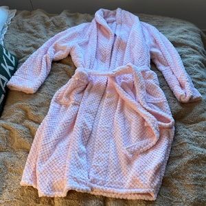 Pink fluffy bathrobe